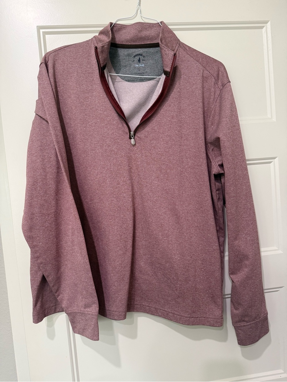 johnnie-O Men's Zip Pullover Sweater in Dusty Rose Heather